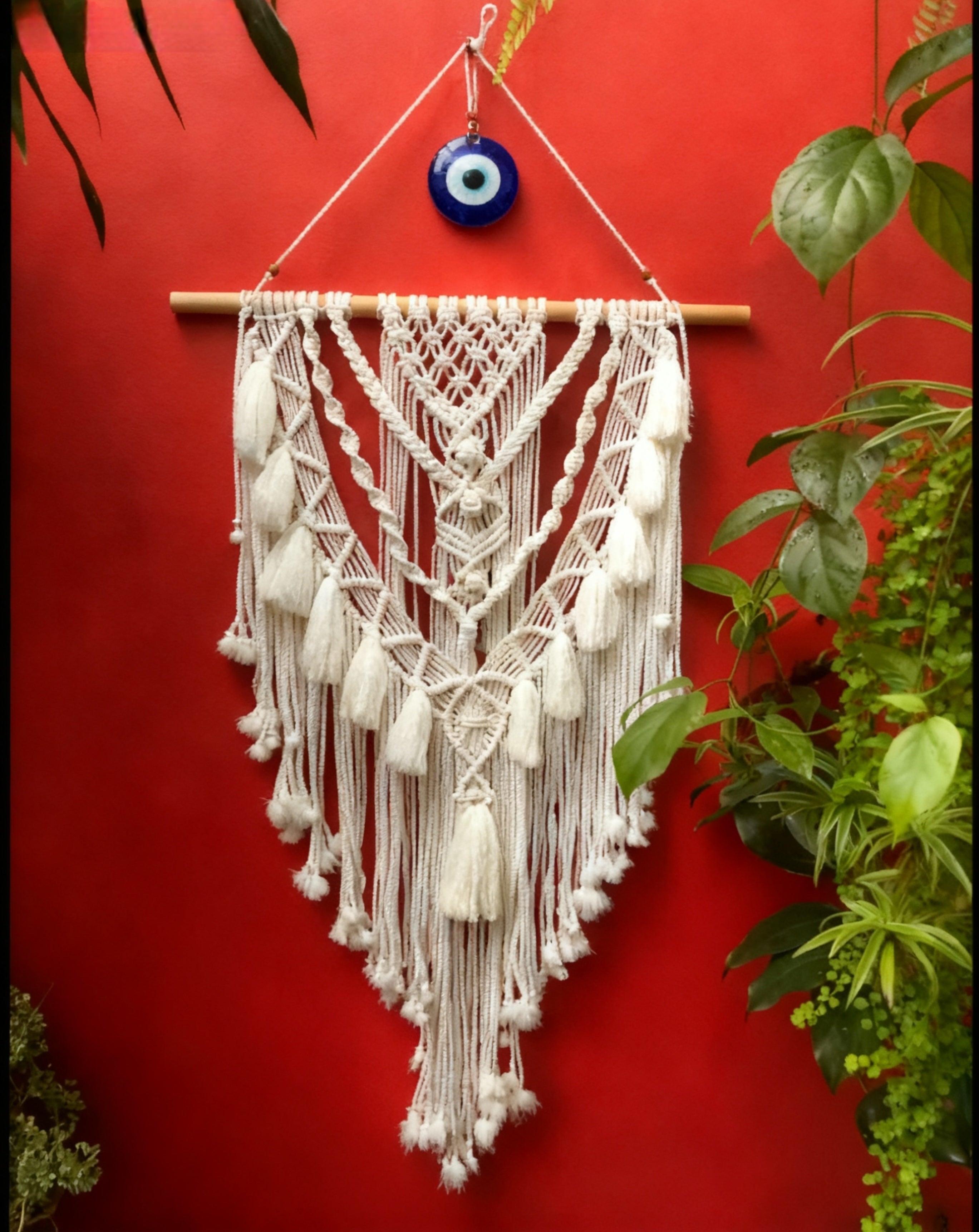 Handmade Evil Eye Macrame Wall Hanger | Protective Home Decor | Nazar
